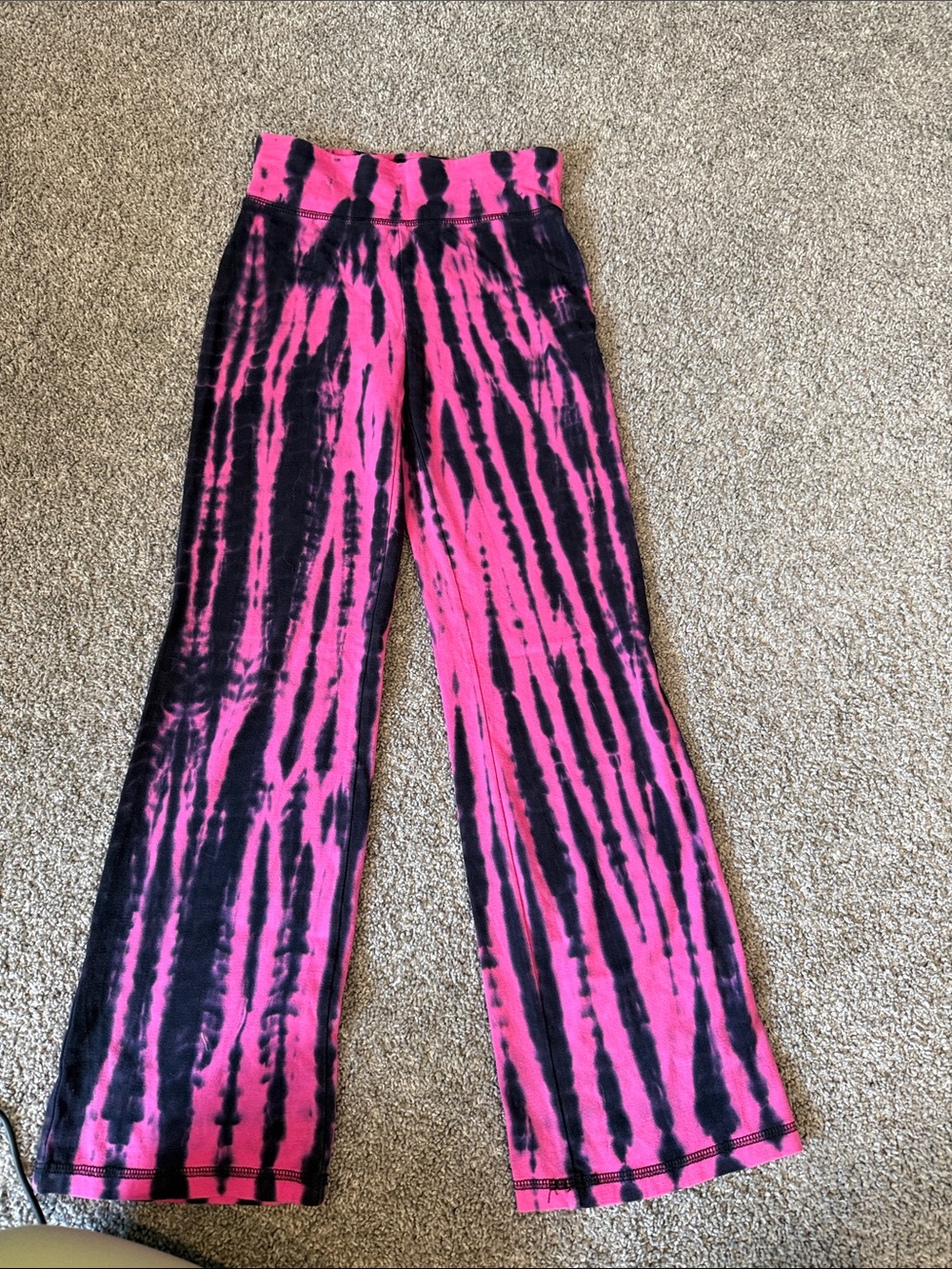 Justice Girls Pink and Black Tie-Dye Leggings